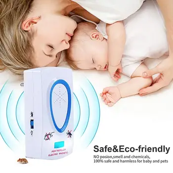 

Pokich Safe EU Plug Pest Repeller Electronic Ultrasonic Mouse Rat Bug Insect Anti Mosquito Pest Reject Control