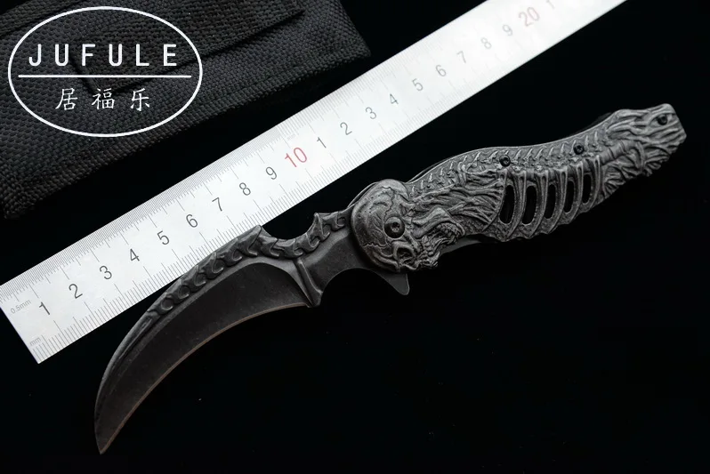 Складной карманный нож JUFULE оригинальный дизайн черное покрытие для кемпинга