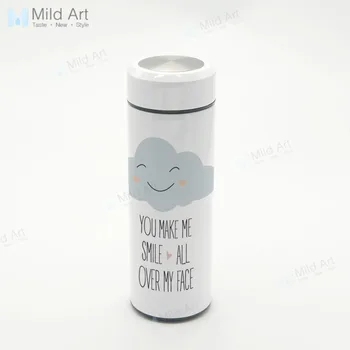 

Personalized Kawaii Clouds Smile Travel Mug Stainless Steel Thermal School Water Coffee Drink Bottle Vacuum Cup 350ml Kids Gifts