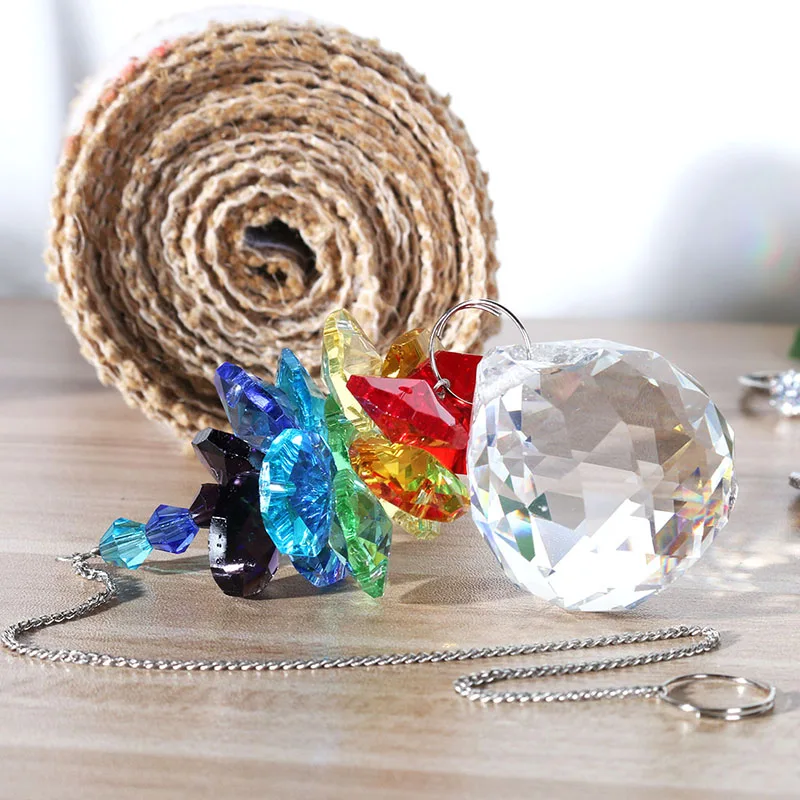 H& D Хрустальная люстра Призмы Радуга октогон чакра Suncatcher подвесная цепь для окна дома Свадебный декор украшения подарки