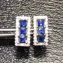 natural sapphire stone stud earrings 925 silver Natural blue gemstone earring women elegant fashion stud earrings for party