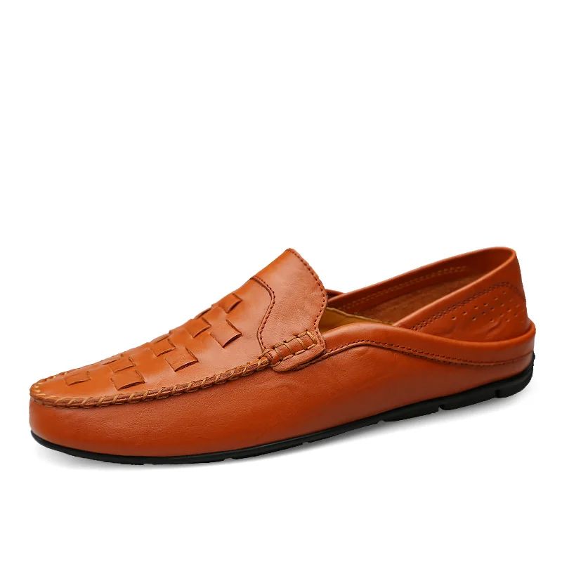 

Handmade Men Weaving Leather Sheos Men Loafers Genuine Leather 5colors Round Toe Slip on Footwear Male Driving Shoe Men Loafers