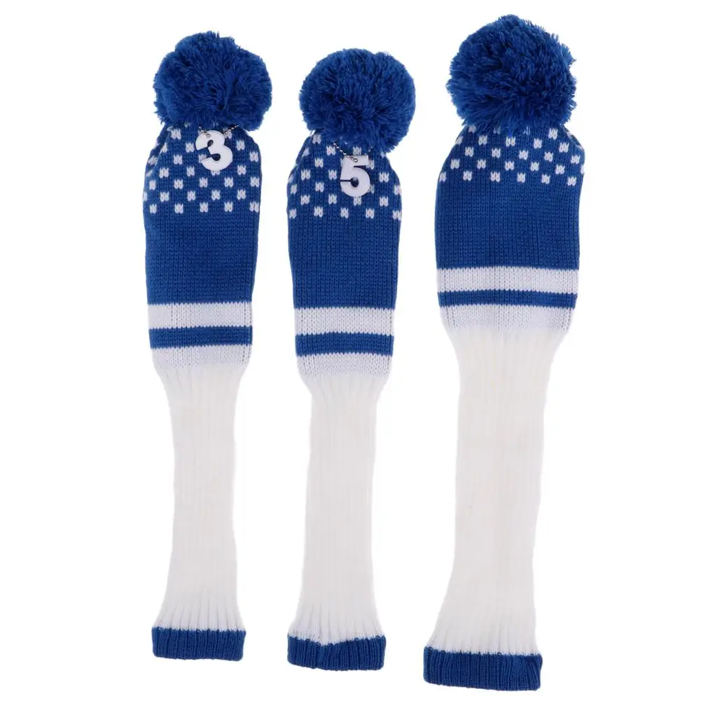 Bundle of 9 Golf Club Driver Knitted Headcover Pom Pom Golf Head Covers Protective Set Driver Fairway Wood #1 #3 #5