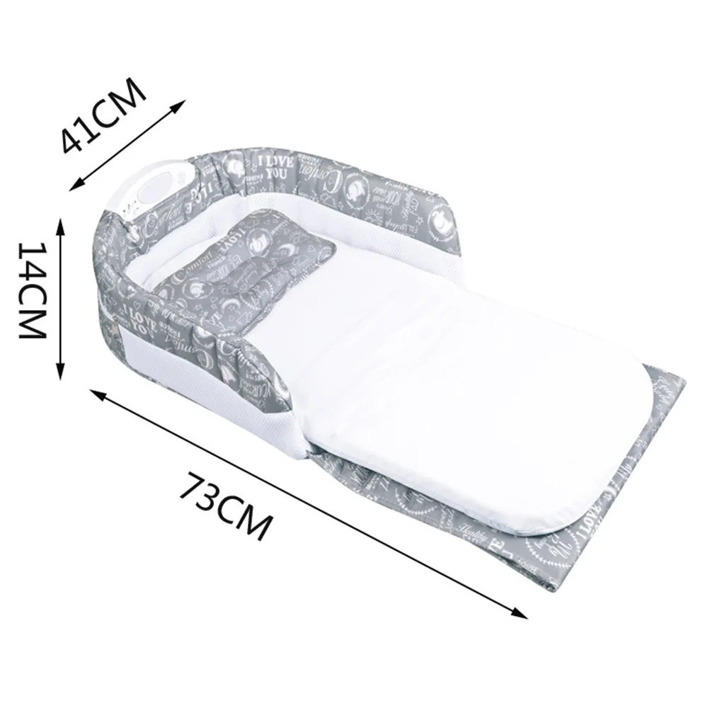 Baby Snuggle Nest Infant Sleeper Baby Bed Travel Portable Bassinet with Nightlight Music Foam Mattress with Sheet for 0-6 Months