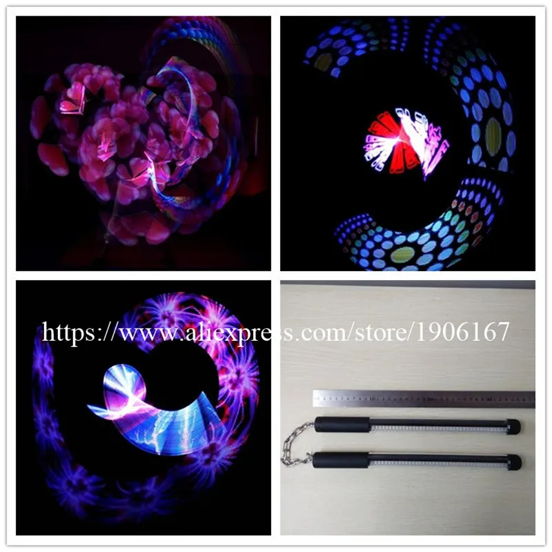 

2 Pcs 40 Pixels Poi Full-Color LED Stick Programmable Nunchuck Usb Graphic Poi Performances Show Wand DHL Free Shipping