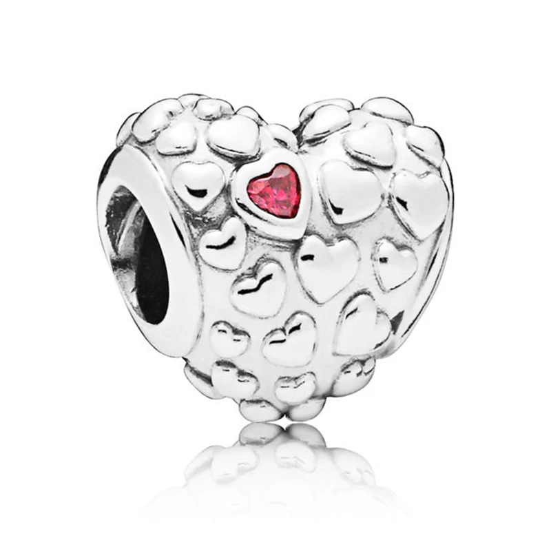 

2019 NEW 100% 925 Sterling Silver Mum in a Million Charm Red Heart Fit Women DIY Bracelet & Bangle Original Fashion Jewelry Gift
