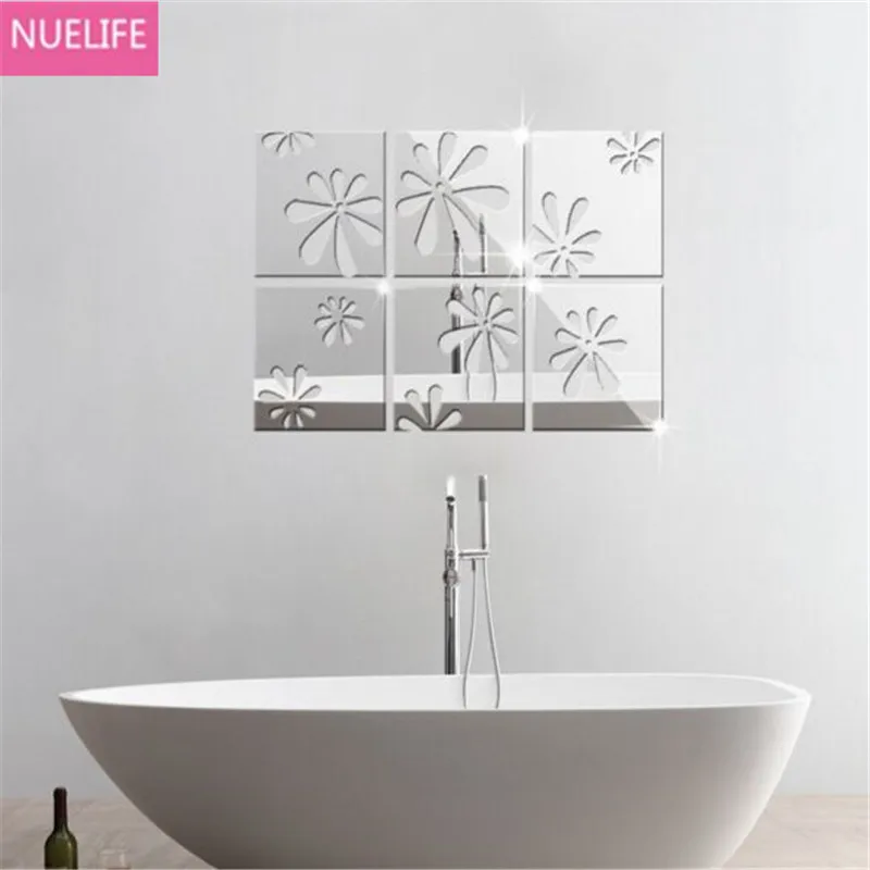 

61x93cm Square Pattern Mirror Wall Stickers Living Room Bathroom Bedroom TV Sofa Background Wall Decoration Wall Stickers