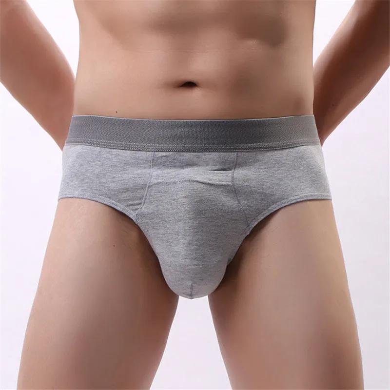 Special convex pouch briefs in gray belts men's underwear uomo pure cotton breathable triangles panty (5)