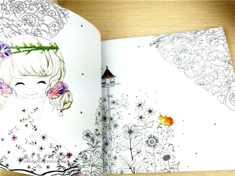 100 страниц красивая девочка \ книга окраски секретный сад раскраска книга для снятия стресса Kill Time Рисование граффити книга