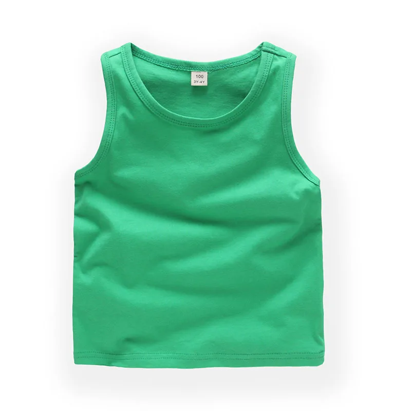 DE PEACH/ хлопок, жилет для маленьких мальчиков и девочек, топы, однотонные Детские футболки без рукавов, Новая летняя одежда для детей 1-8 лет - Цвет: Зеленый