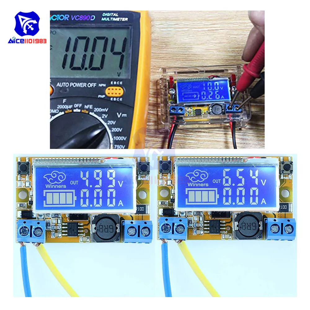 DC-DC 5-23 В до 0-16,5 в 3 А Регулируемый понижающий модуль питания напряжение тока ЖК-дисплей понижающий регулятор+ чехол