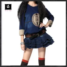 Новые винтажные женские джинсовые футболки джинсы Синий Вышивка в стиле пэчворк Топы женские повседневные футболки большие размеры