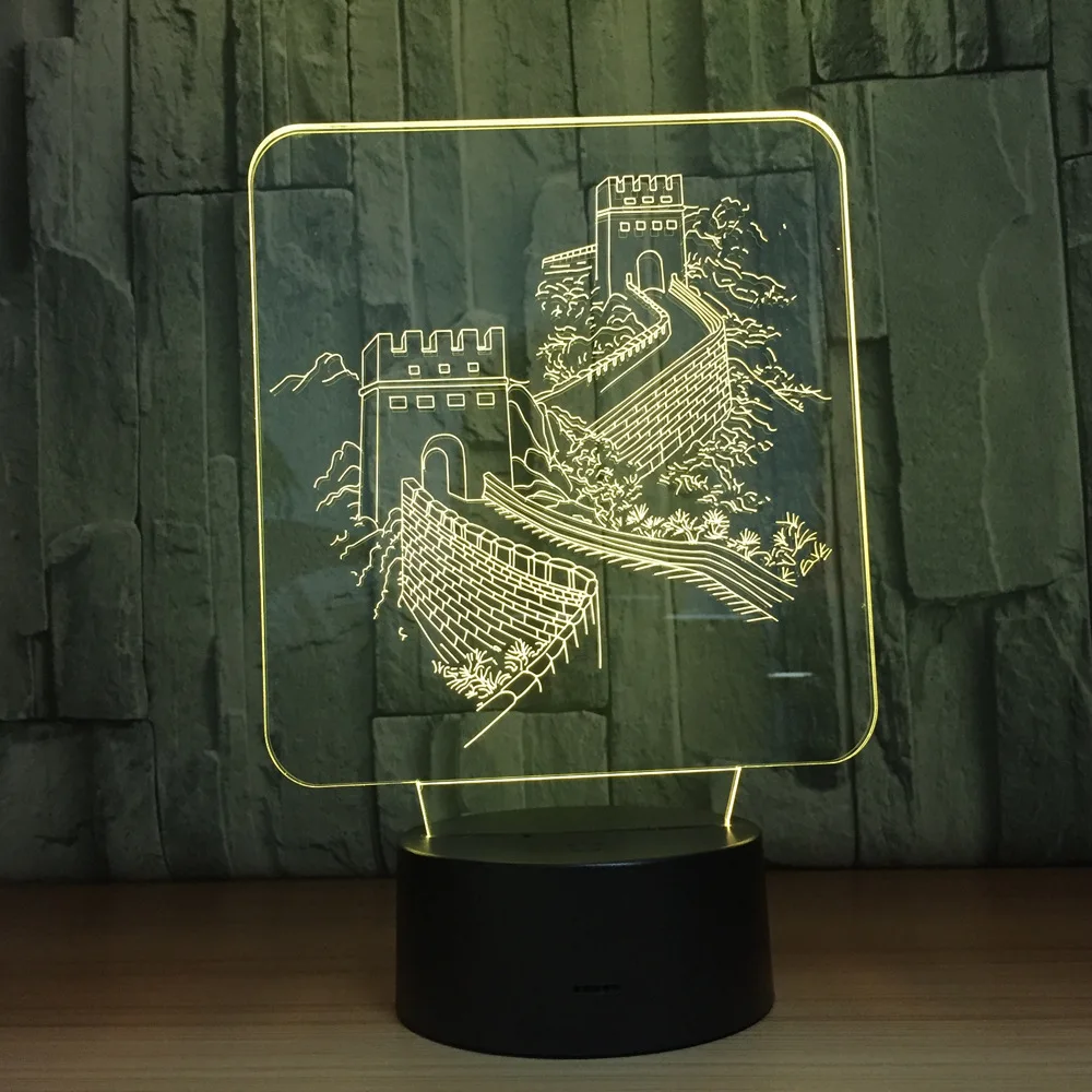 Китайский GreatWall 3D лампа цветной сенсорный светодиодный светильник светильники