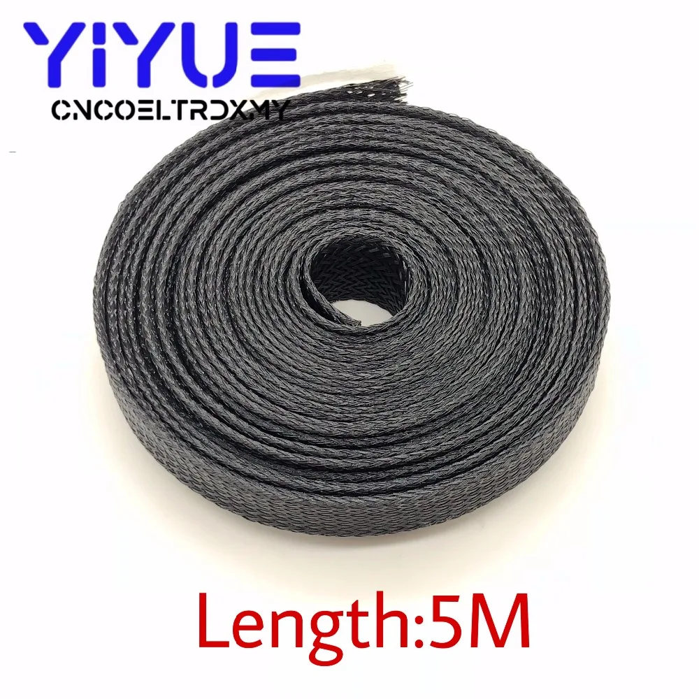 5M negro aislado trenza manguito 6/8/10/12mm de alta calidad PET Cable de protección Cable manguito Cable extensible ► Foto 3/6