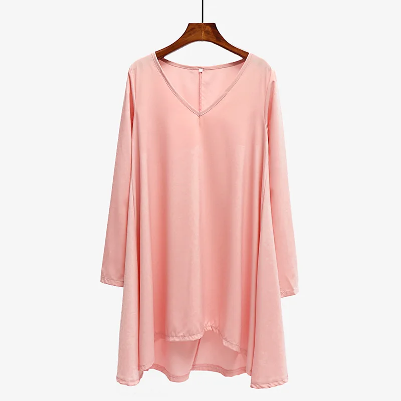

Summer Fashion Women Long Sleeve T-shirts Sexy V Neck Loose Shirts Women Casual Tops Tees Solid Color Clothes