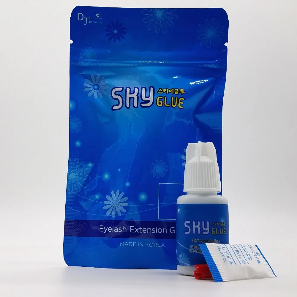 

Free Shipping Original Korea Sky Adhesive Super Glue S Type Eyelash Extensions MSDS Eyelash Adhesive S type 5ml white Cap 10pcs