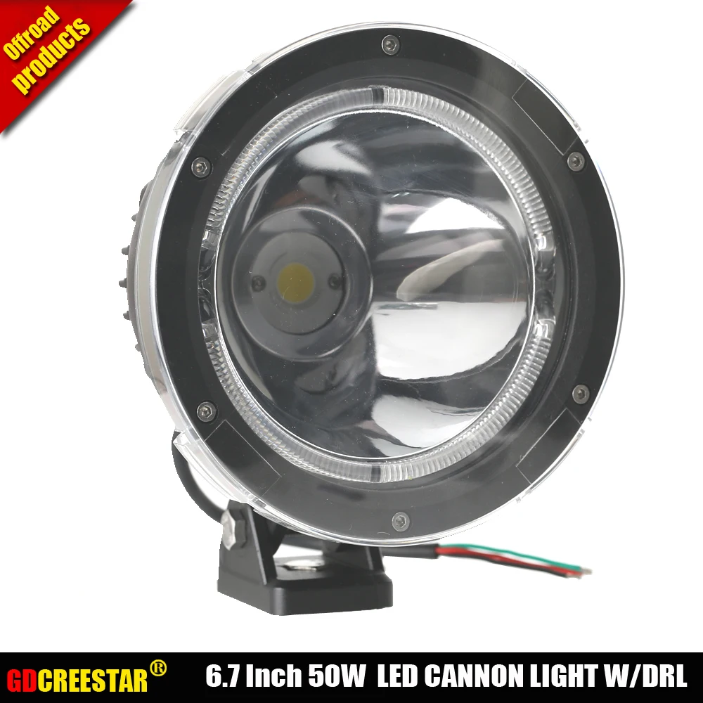 

GDCREESTAR 6.7 Inch 50W Cannon LED Driving Lights 12V 24V Black Narrow beam led spotlight 4x4 LED Off road Lights W/ cover x 1pc