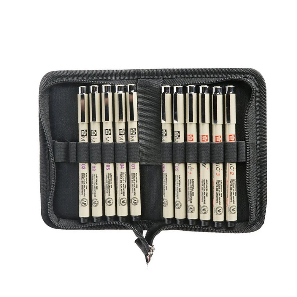 11pcs With Case Sakura Pigma Micron, ручка, fineliners Набор отверток с хранения Чехол черный тонкая ручка Водонепроницаемый, ручки для рисования, sektch маркер товары для рукоделия - Цвет: 11pcs With Case