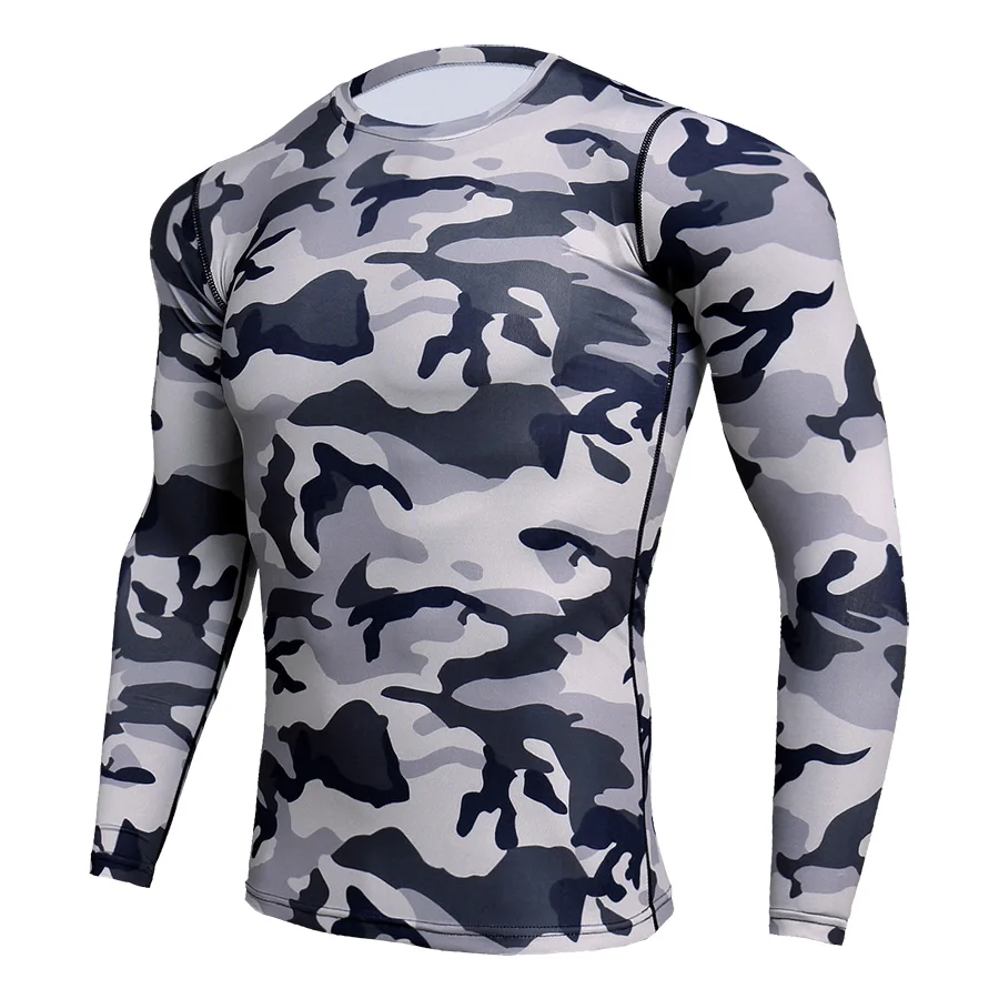 2018 Quick Dry Rashgard Male Gym Crossfit t shirt Long Sleeve Sport Shirt Men Camouflage Fitness Top Gym Training Running Shirt