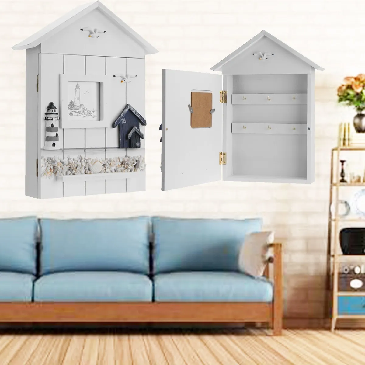 

30*23*17.5*5cm Wooden Key Box Rack Cabinet KEYS Holder Hooks Storage Shabby chic wall mounted