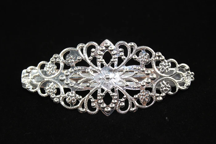 

Free shipping 10pcs/80x35mm Silver Plated Tone Filigree Flower Wraps Arch French Barrettes Clips Hair Connectors,JB95#