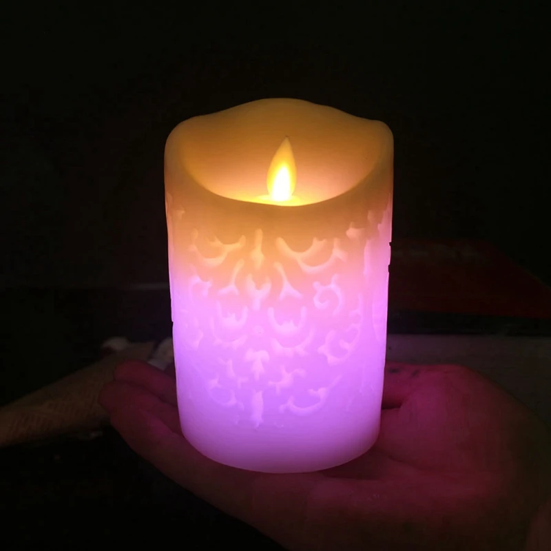 

1Pcs Color Change Gradient Led Candles Remote Control Electronic Flameless Breathing Candle Night Lights Wedding Party Decorat