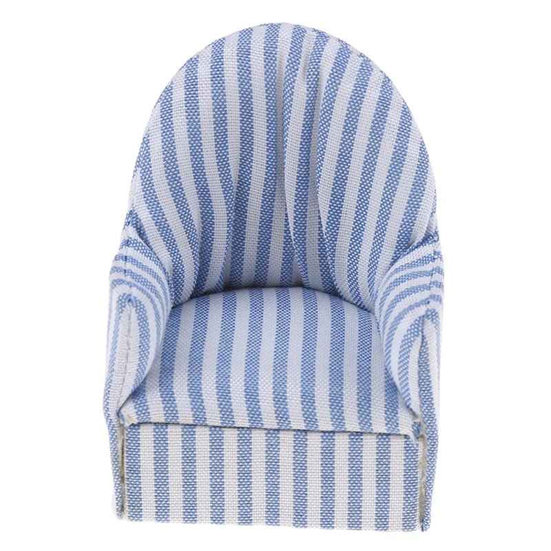 

1:12 Dollhouse Miniature Furniture Sofa Chair Living Room Navy Stripe Soft Queen Princess Sofa for Baby Toys girls Doll Gift
