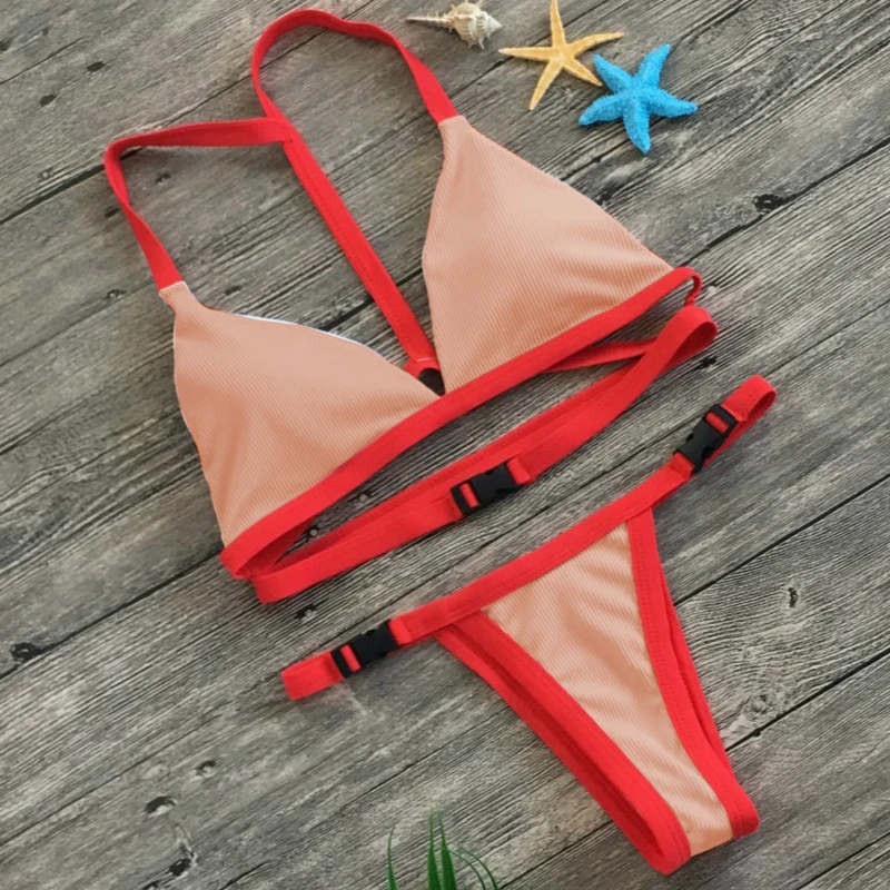 

2019 Mid Waist New Summer Women Two Pieces Bikini Set Solid High Quality Padded Push Up Swimwear Brazilian Bikini