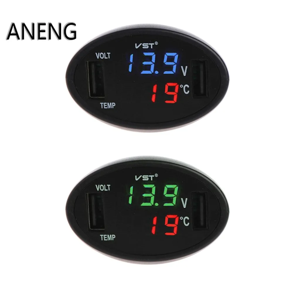 

ANENG Car Digital LED Thermometer Voltmeter Auto USB Charger Battery Monitor Temperature Gauge