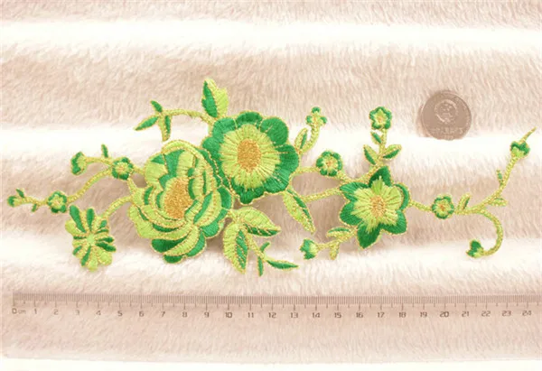Beautiful Peony Flowers Iron On Cloth Patches 9 Colors - Green