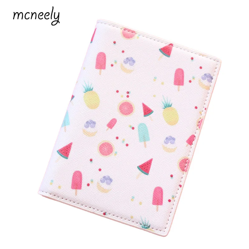 Colorful ice cream Passport Cover ID Card Holder PU Leather Thick