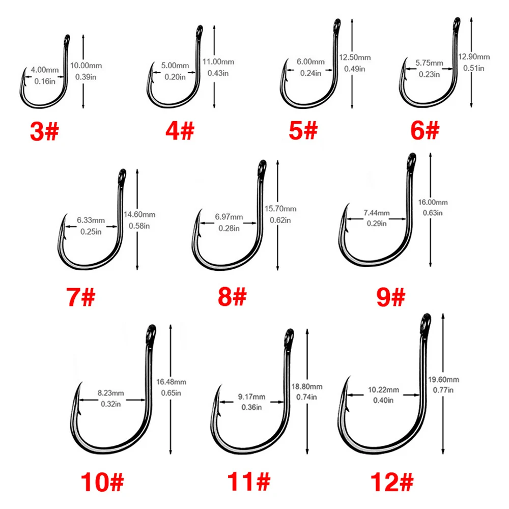 Siechi 500 шт./кор. с высоким содержанием углерода Сталь рыболовный крючок Размеры#3-#12 Крючки пакет для ловли карпа рыболовные снасти