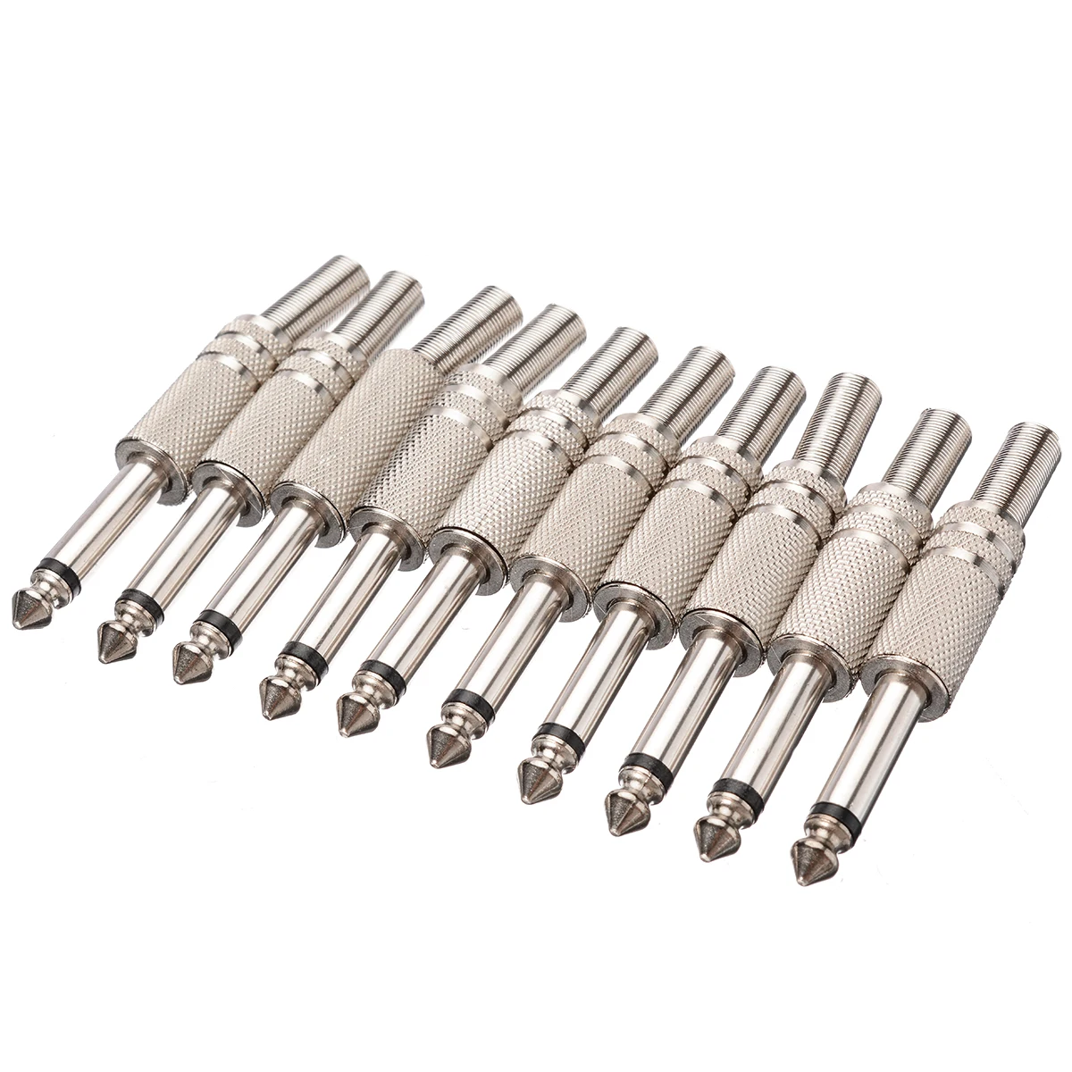 10pcs/lot 6.35mm Jack Mono Male Audio Plug Cable Wire Adapter Connector 1/4Inch Mono Terminal Plug Adapter