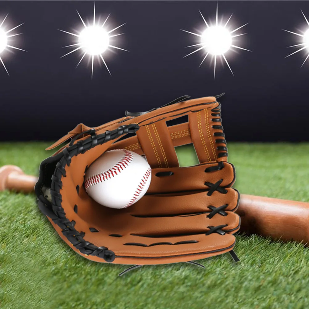 

PVC Leather Brown Baseball Glove 10.5"/11.5"/12.5" Softball Outdoor Team Sports Left Hand Baseball Practice Equipment