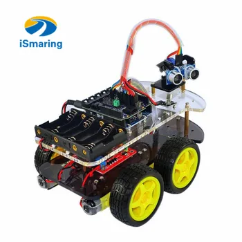 

Official iSmaring Car Kit for Arduino Uno R3 Electronic Diy Obstacle Avoiding Line Tracing Light Seeking Robot Smart Car Kits Bl