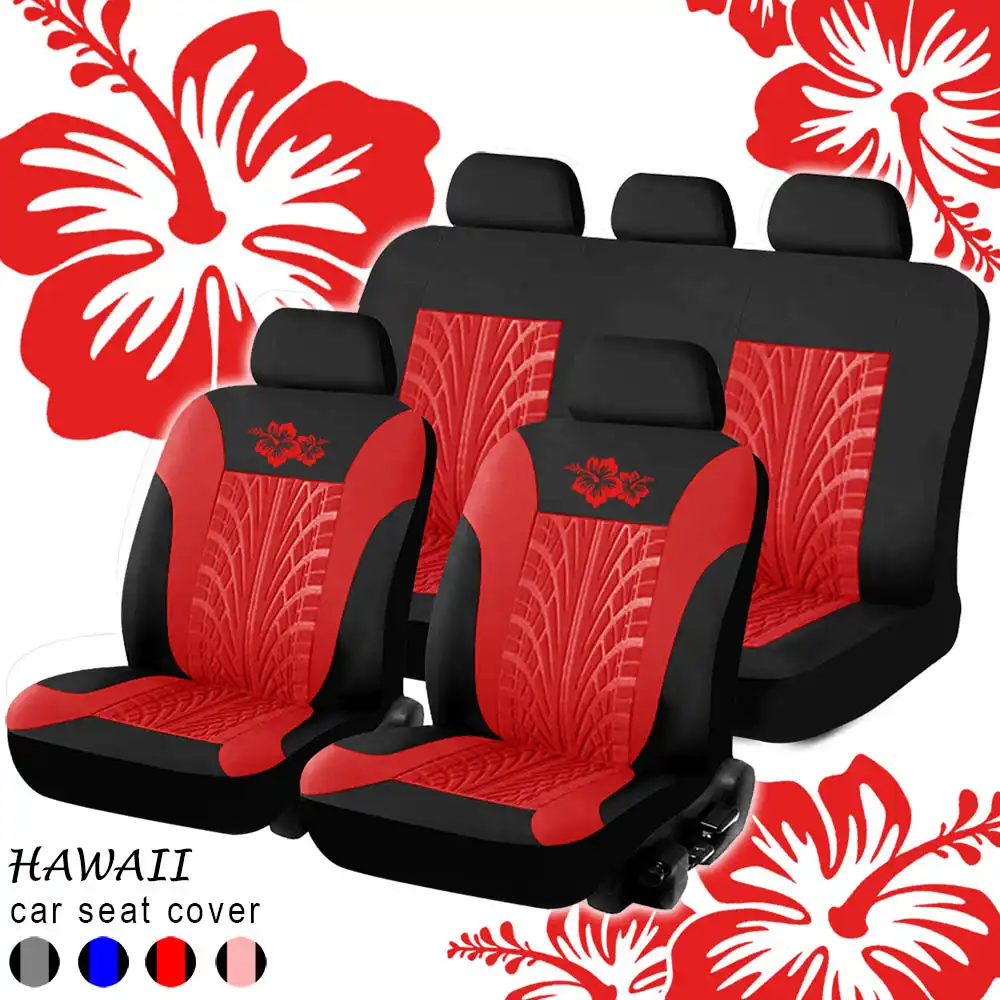Housse De Protection De Siege De Voiture Ensemble Complet Universel De Fleurs Hawaiennes Ou Accessoires D Interieur En Cuir Synthetique Aliexpress