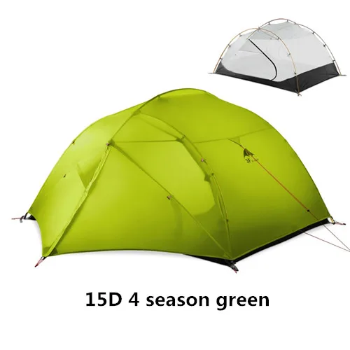 15D 4 season green DHL 3F UL снаряжение 3 человека 4 сезона 15D палатка для кемпинга уличная Ультралегкая походная альпинистская охотничья водонепроницаемая палатка - Цвет: 15D 4 season green