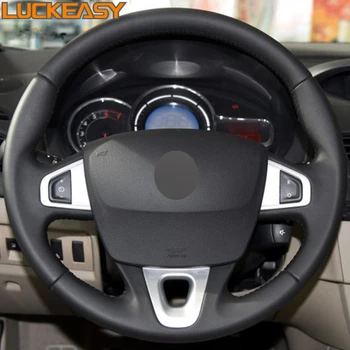 

Black Leather Hand-stitched Car Steering Wheel Cover for Renault Fluence Fluence ZE 2013-2015 Megane 2009-2014