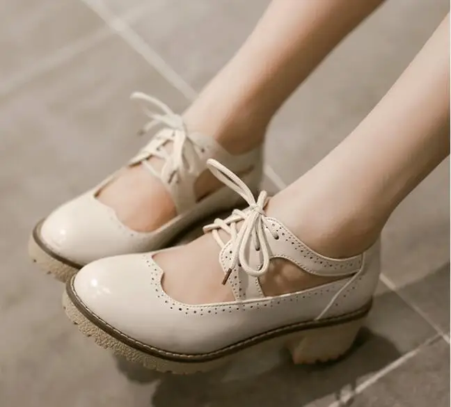 

Spring and summer college wind shoes in the side with a single shoes round shallow mouth England small shoes students Sen female