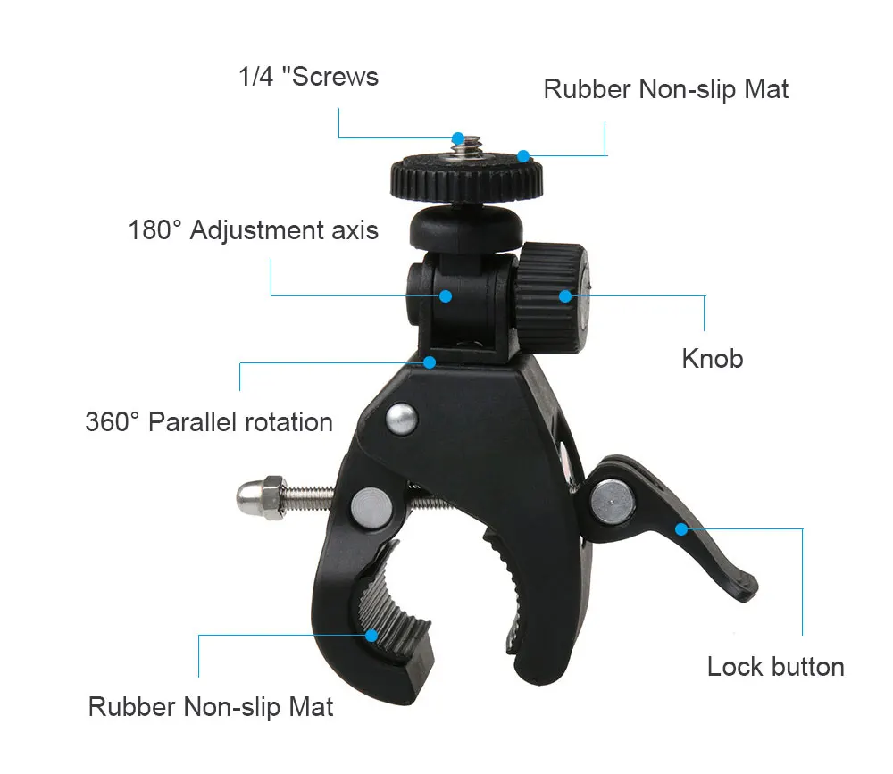 Motorcycle Bike Bicycle Handlebar Clamp With Camera Tripod Adapter for Go Pro Hero 6 5 4 3 SJCAM SJ4000 Yi 4K GoPro Accessories (3)
