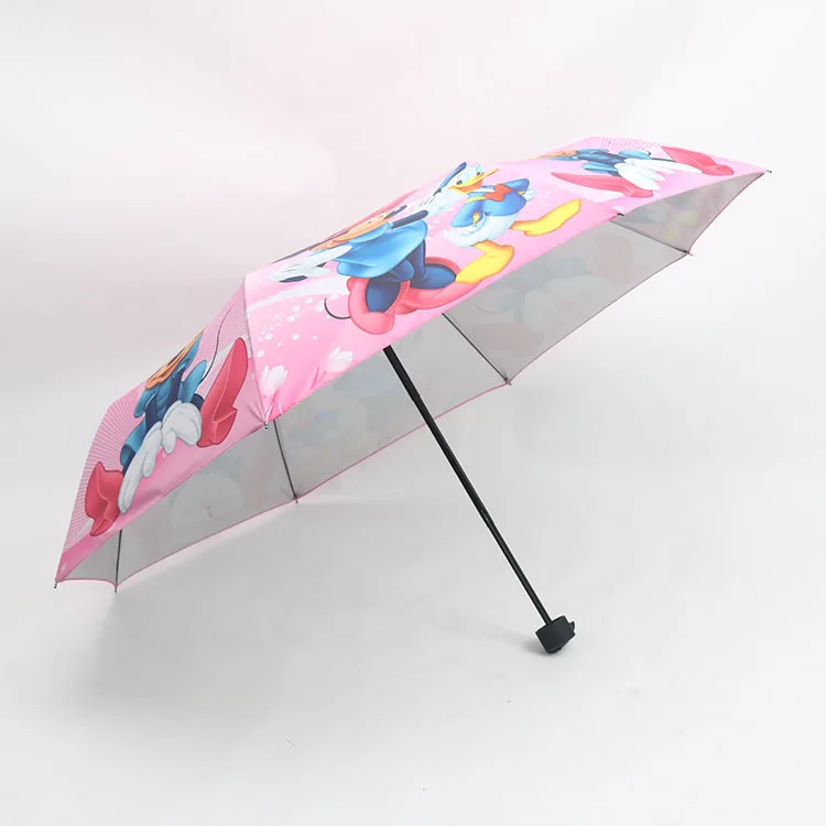 Дисней мультфильм Минни Микки Маус дождь и дождь двойного назначения три раза зонтик студенческий солнцезащитный зонт дети открытый зонтик