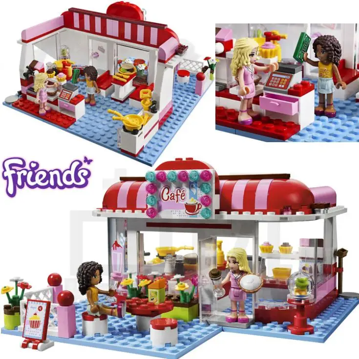 221+pcs Girls Friends Set Series City Park Cafe Building