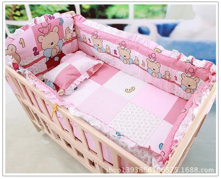 

Promotion! 6pcs baby bedding bed set baby crib bedding package (bumpers+sheet+pillow cover)