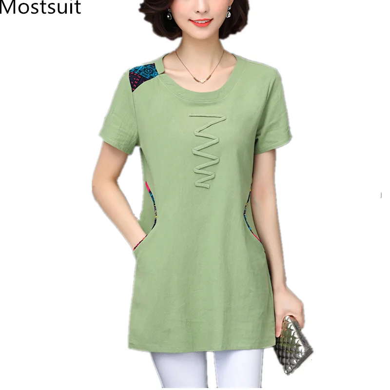

M-5xl Summer Pockets Long T-shirts Tops Women Plus Size Short Sleeve O-neck Casual Fashion Harajuku Female T Shirts Tees 2019