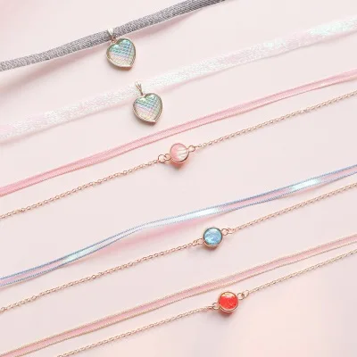 

Double Heart Love Necklace For Women Lace Velvet Short Clavicle Necklaces Fashion Jewelry 2019 Girl Cute Pendent Necklace