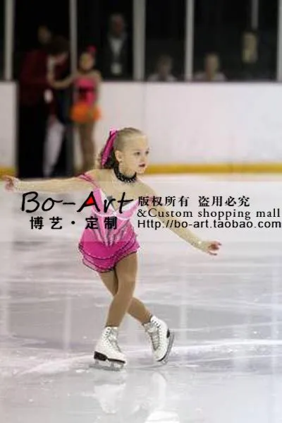 

kids ice dress for competition girls custom figure skating dress children ice skating dress pink free shipping