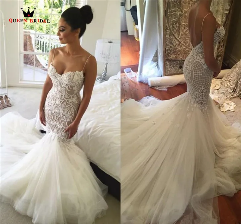 Robe De Mariee QUEEN BRIDAL сексуальное платье-Русалка с низким вырезом на спине свадебное платье Vestidos De Novias на заказ свадебное платье HC87