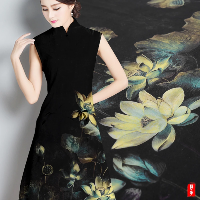 Летняя одежда Рубашка шелковая льняная ткань cheongsam шелковая ткань для платья дышащая натуральная льняная ткань оптом шелковая ткань