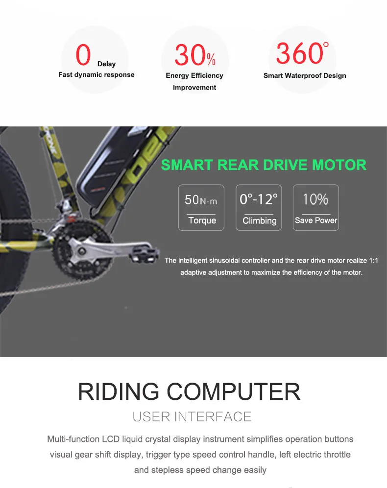 Best Electric Bicycle Electric Bicycle Bike Multitipo Fat Snow Mountain 36 V Lithium Battery Snow Pas Beach Brake Hydraulic Shock 5