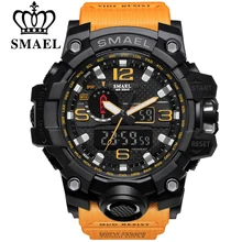 Smael marque hommes sport montre double affichage analogique numérique led électronique à quartz-montres homme étanche de natation montres mâle